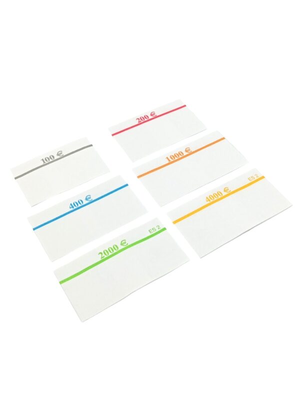 Bracelets papier pour paquets de 20 billets, carton de 1 000
